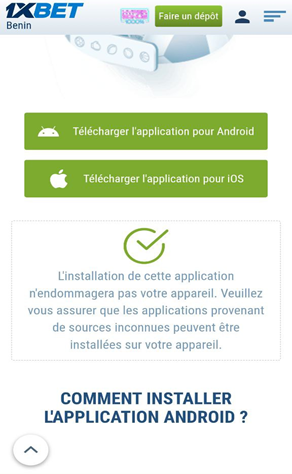 Téléchargement de l’application 1xBet pour iOS
