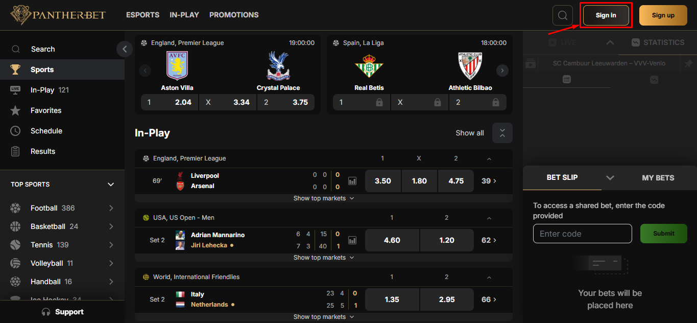 Go to PantherBet Official Website