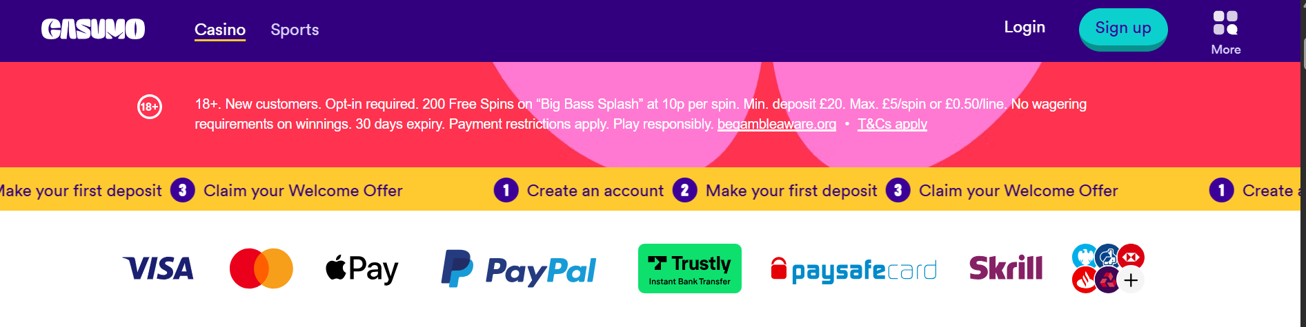 Casumo Deposit and Withdrawal