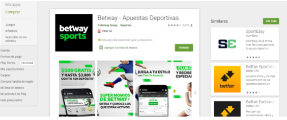Link de descargar directa de la App móvil Android de Betway