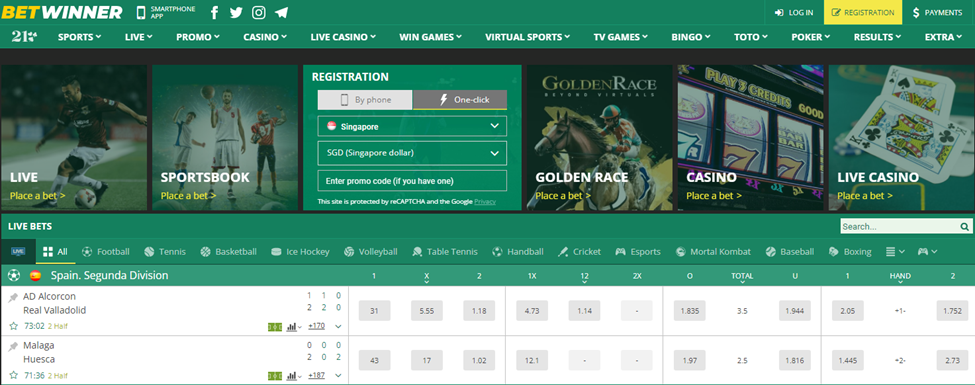 Main Page of Betwinner Bookmaker