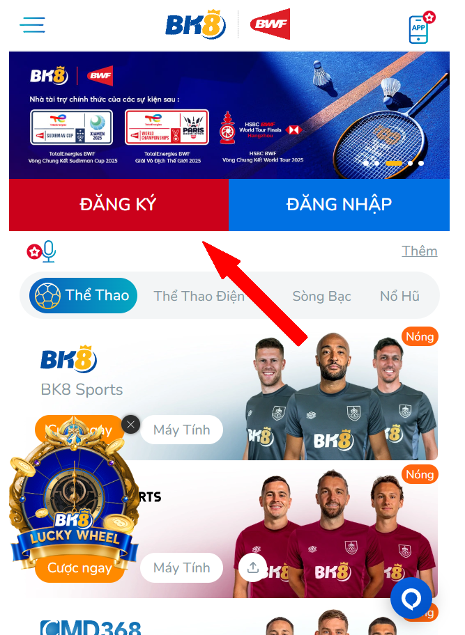 Trên trang chủ, nhấn ĐĂNG KÝ.