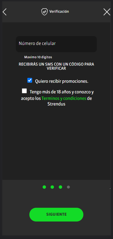 Imágenes de la app de Strendus México para poder registrarse 