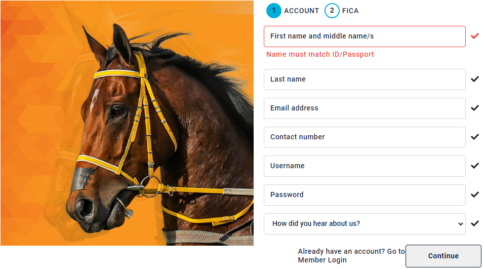An image of the InterBet sportsbook registration form page