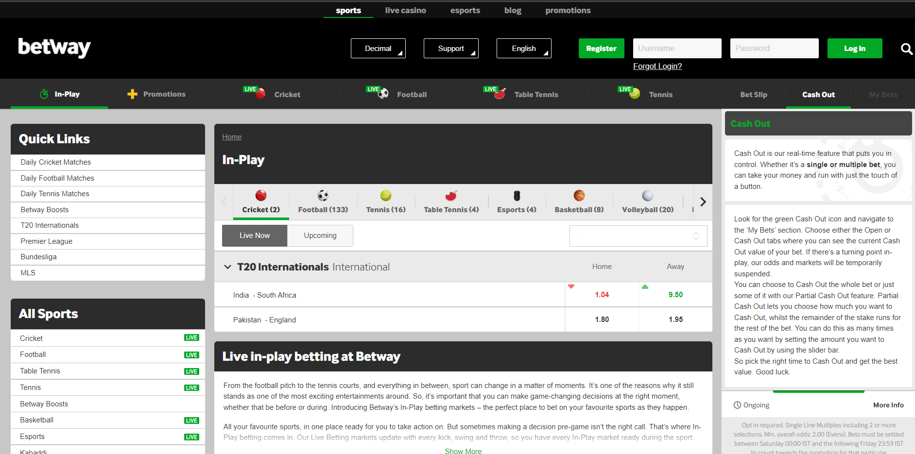 Image for Betway credentials option