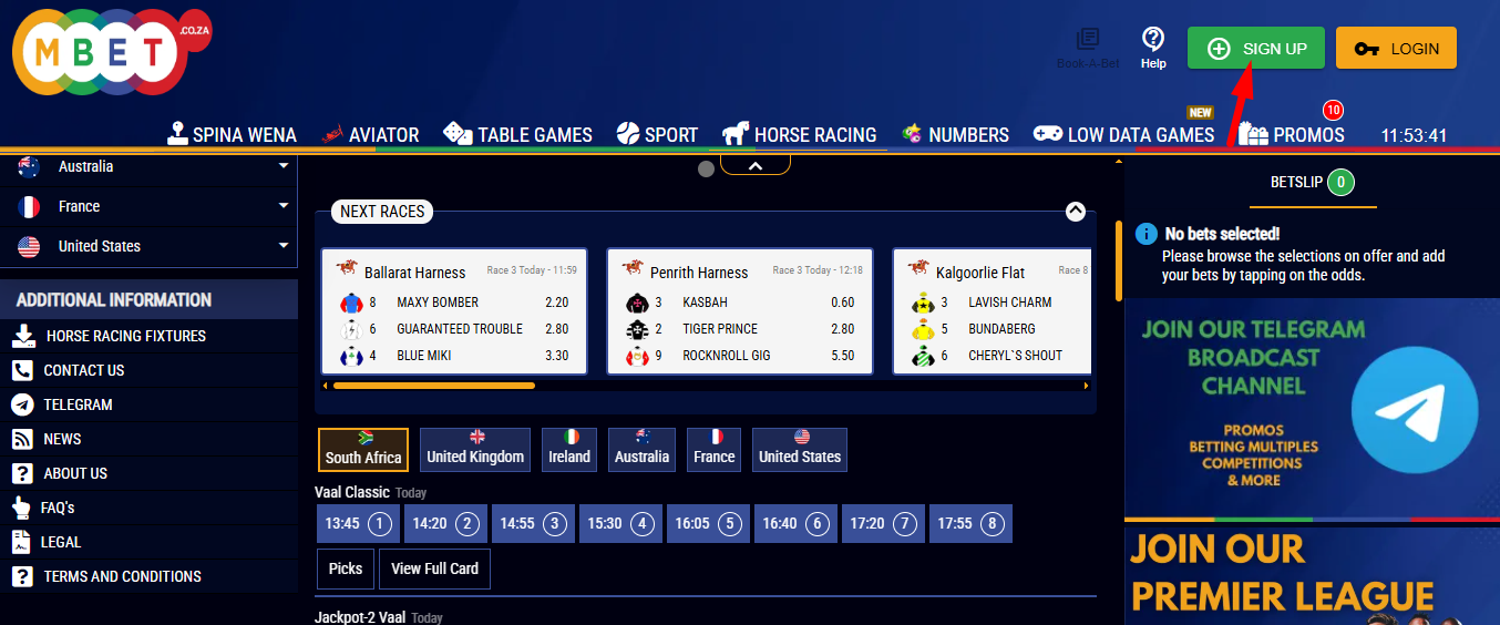 Click the Sign Up Button