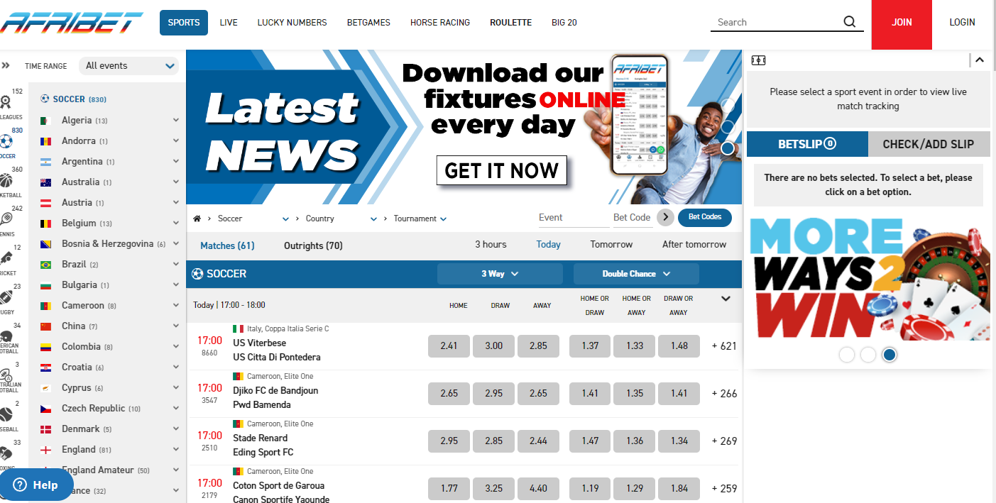 Load the Afribet homepage