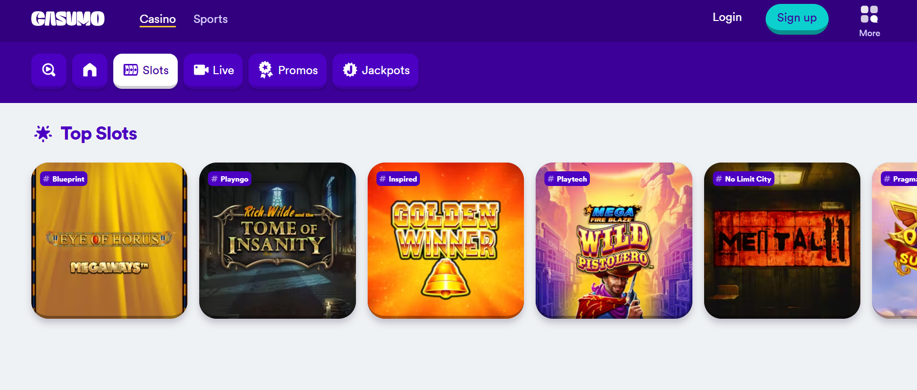 Casumo slot lobby casino