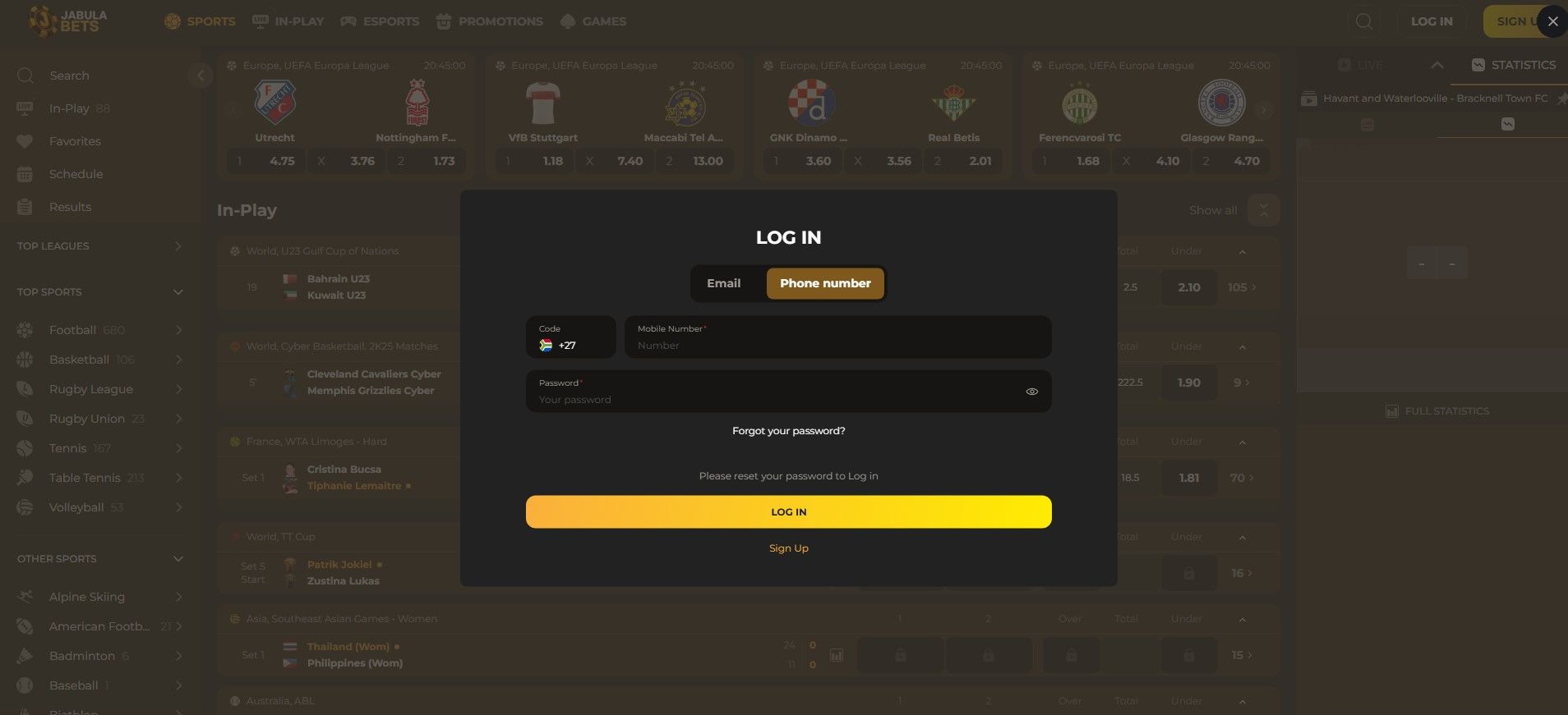 Email or Phone Number Login Jabulabets Login