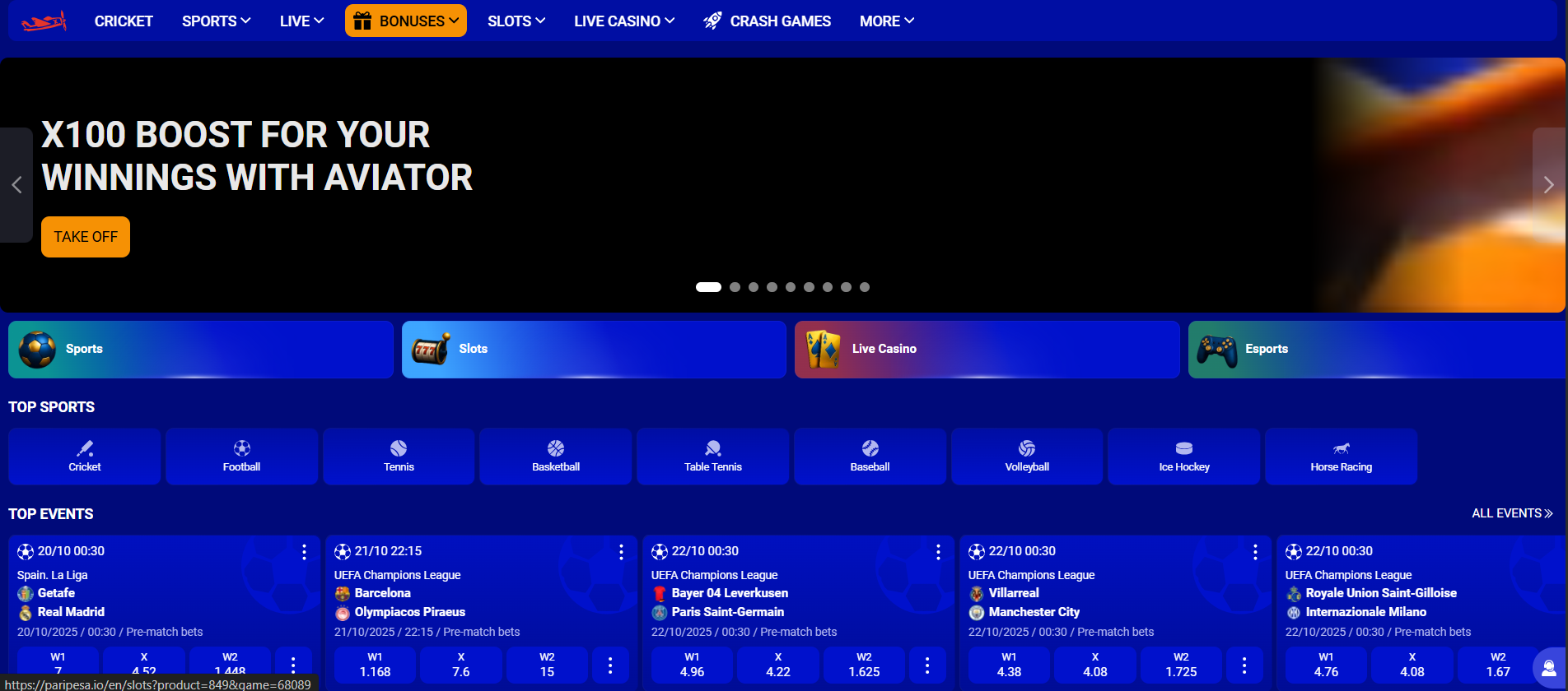 Homepage of Paripesa