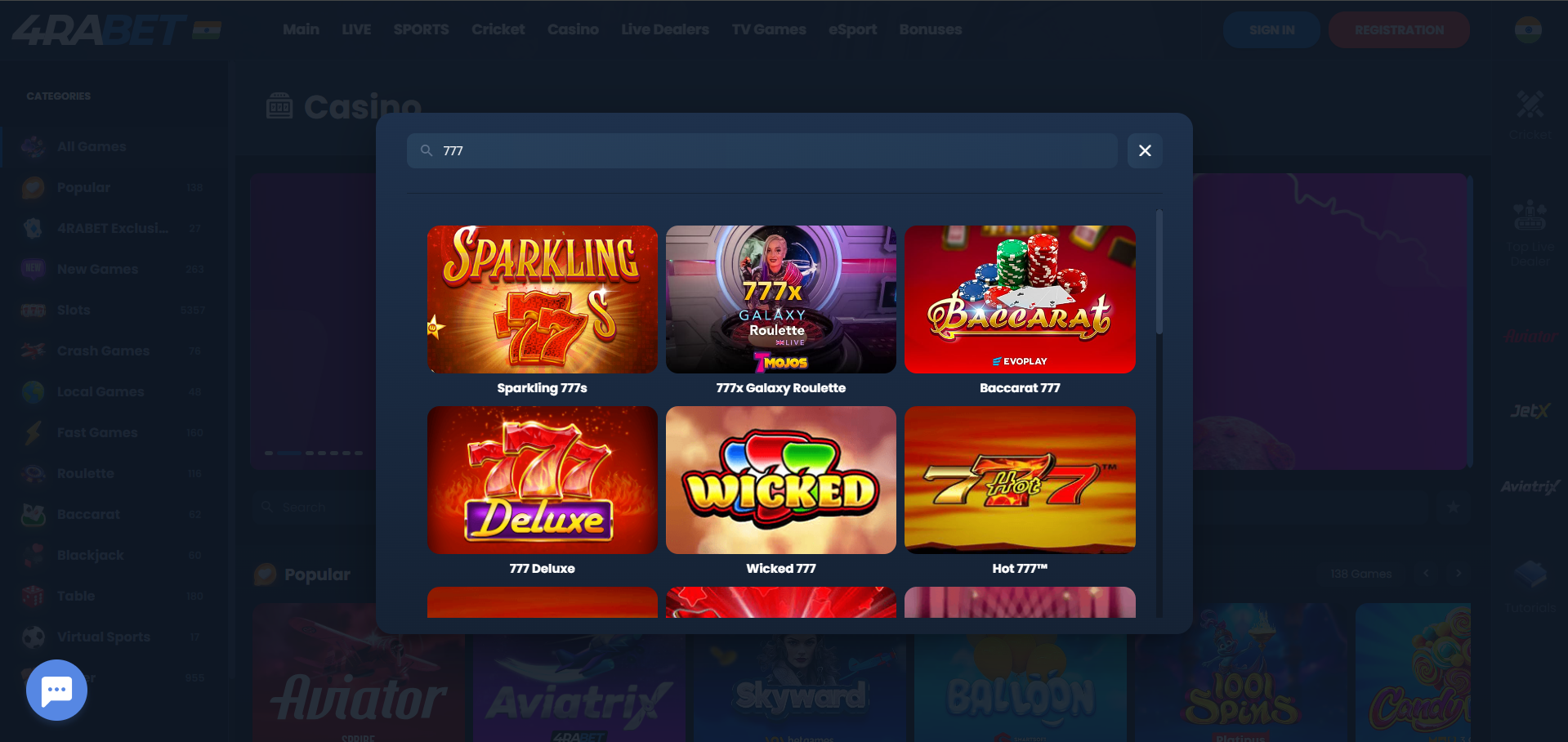 777 slot games on 4RaBet