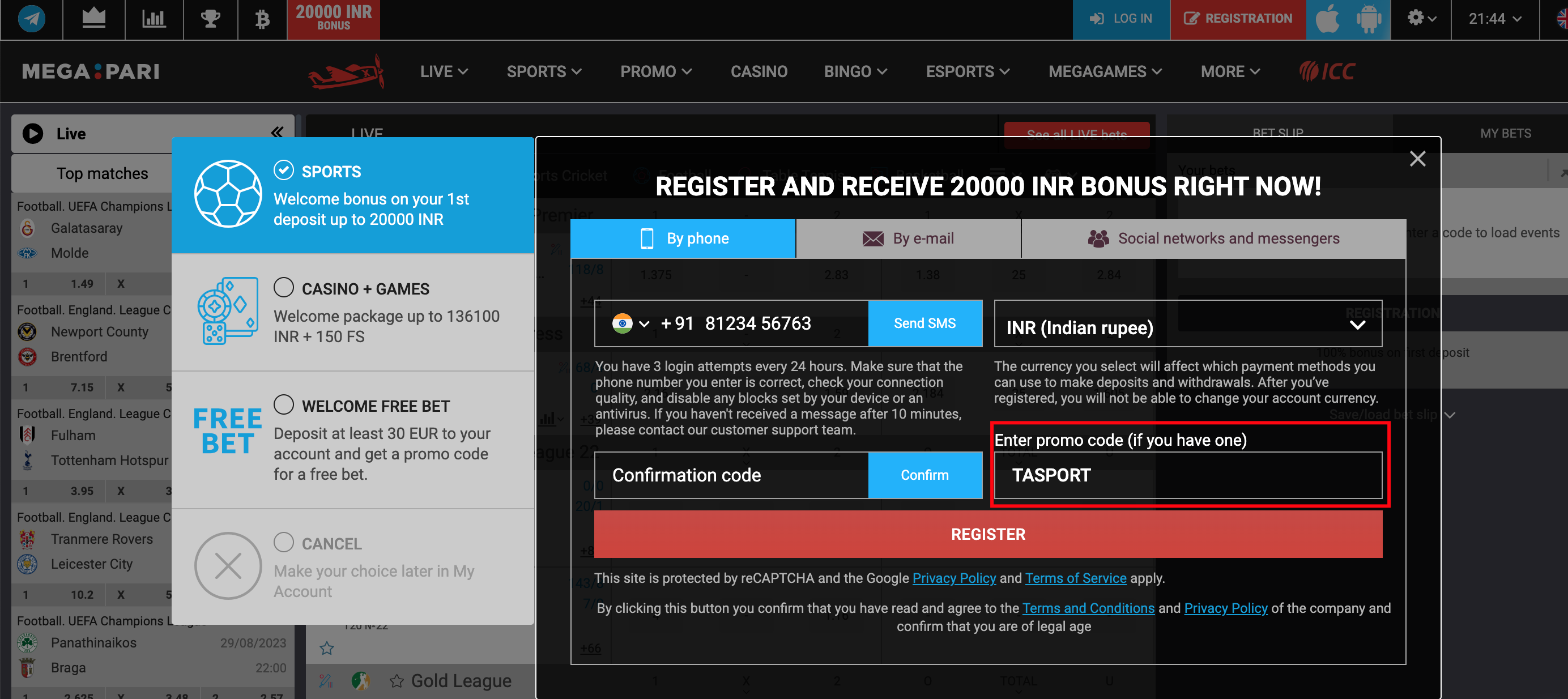 Megapari Registration using Promo Code