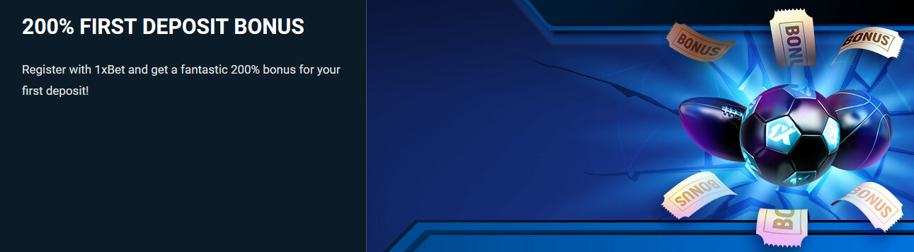 1xBet welcome offer bonus page image An image of the 1xBet welcome offer bonus page