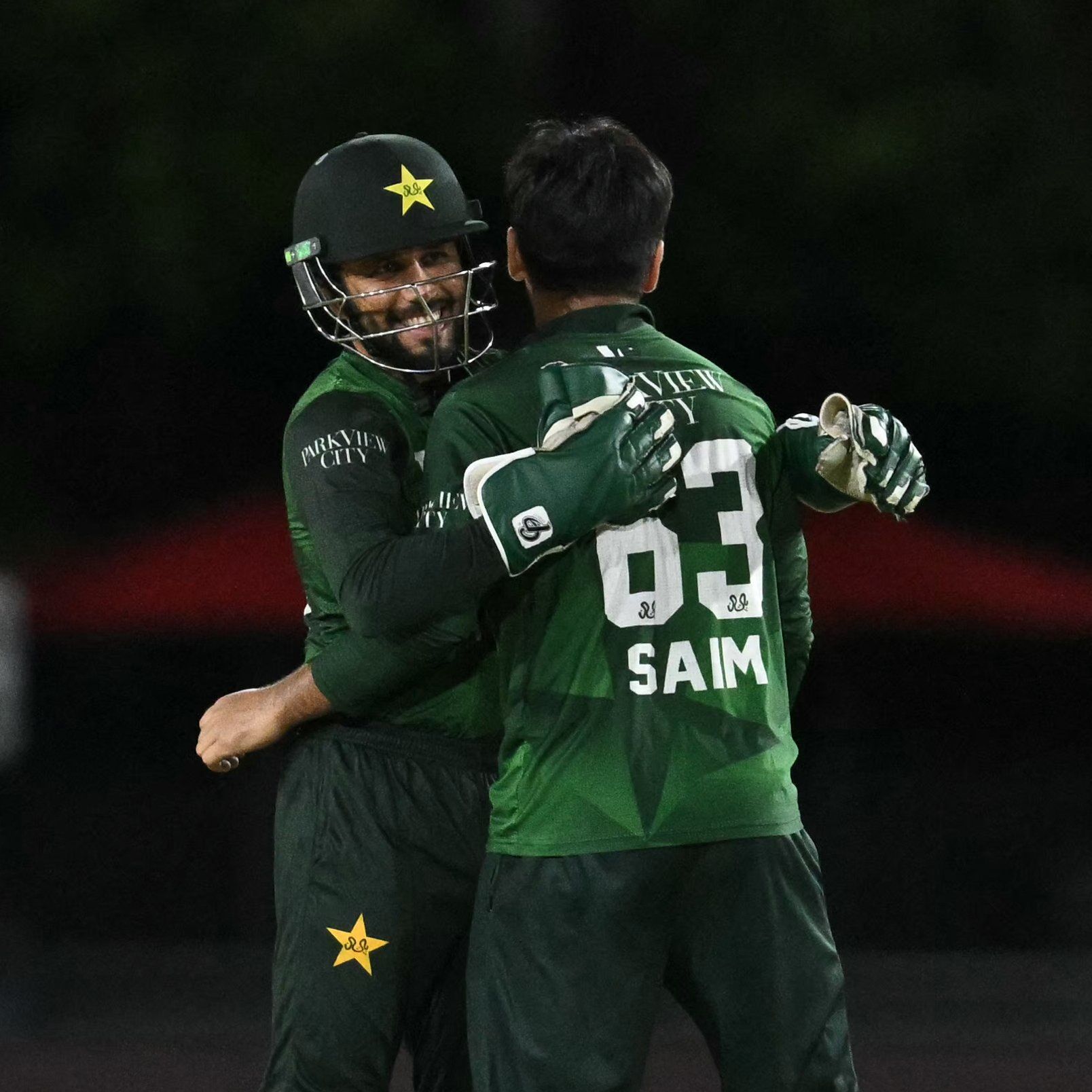 Pakistan players celebrate a wicket.@ Pakistan Cricket/X