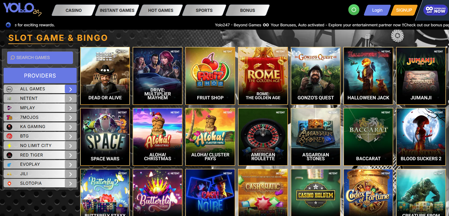 Slot games on Yolo247