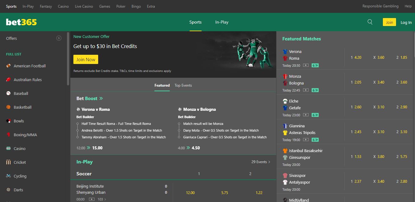 Official Bet365 sign-up banner