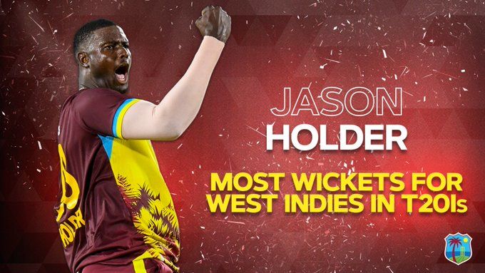 Jason Holder shines with ball. @windiescricket/X Jason Holder shines with ball. @windiescricket/X