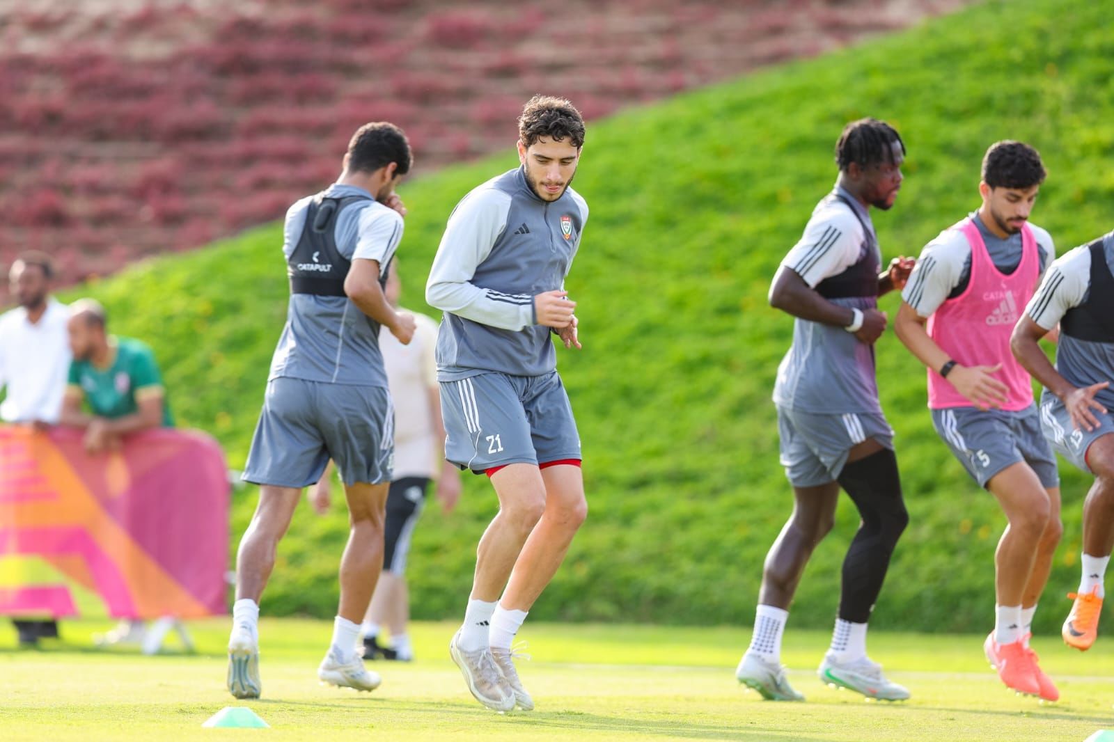 UAE players during a training session ahead of the semifinal clash against Morocco. @UAEFA UAE players during a training session ahead of the semifinal clash against Morocco. @UAEFA