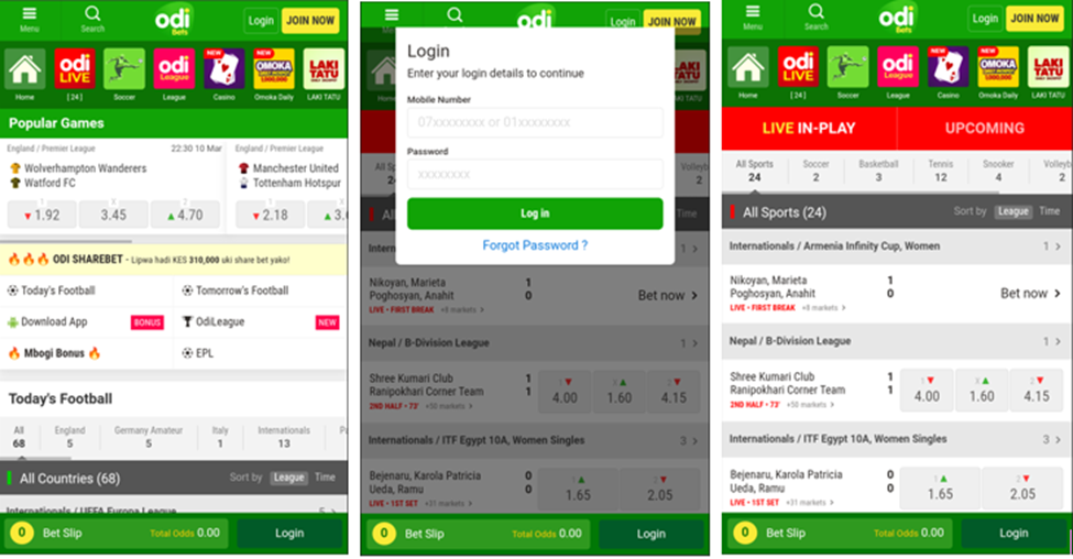 Odibets mobile login