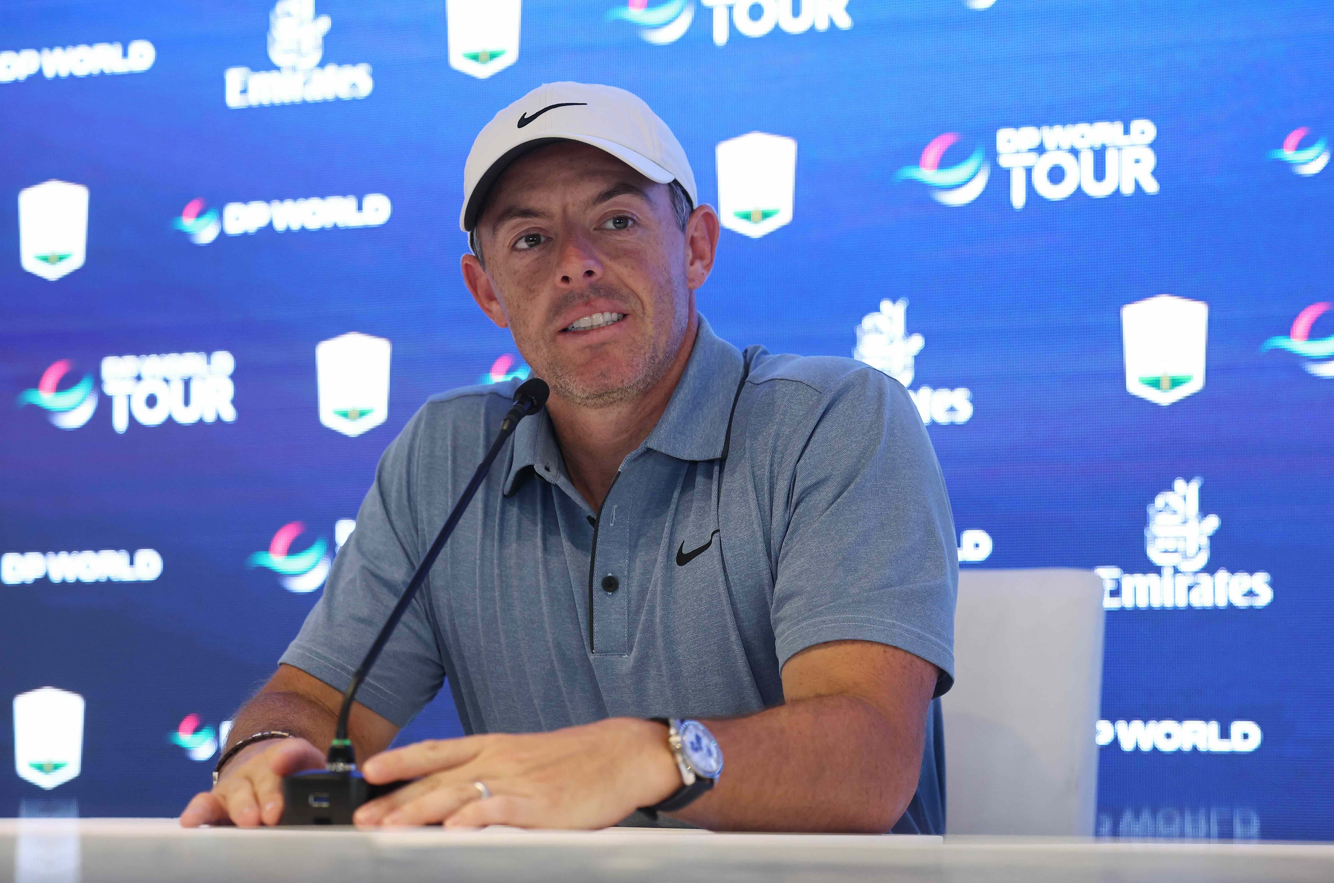 Rory McIlroy during a press conference ahead of the DP World Tour Championship. @Organisers Rory McIlroy during a press conference ahead of the DP World Tour Championship. @Organisers