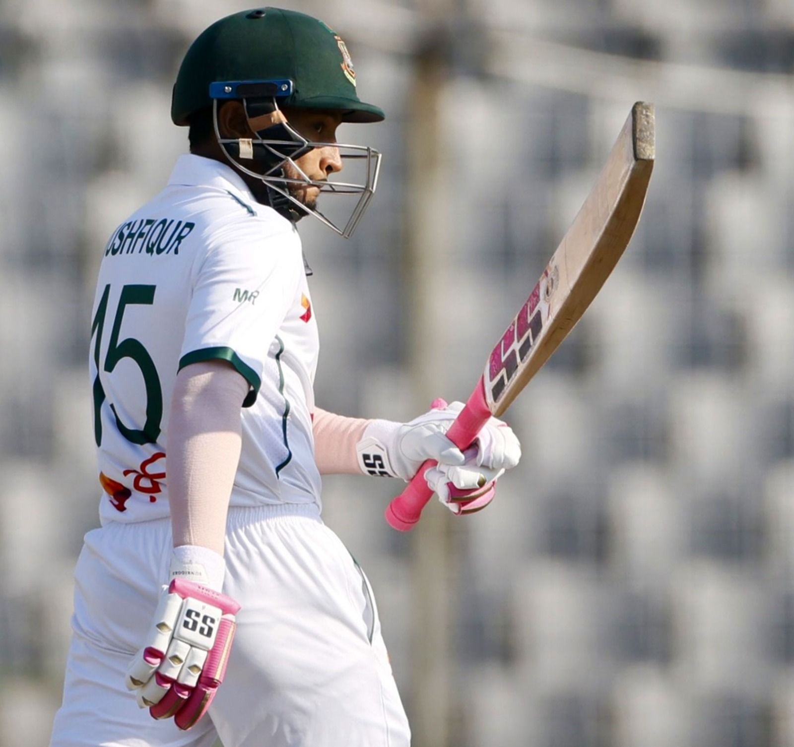 Bangladesh's Mushfiqur Rahim is unbeaten on 99 on the opening day of the second Test against Ireland. @BCBTigers/X