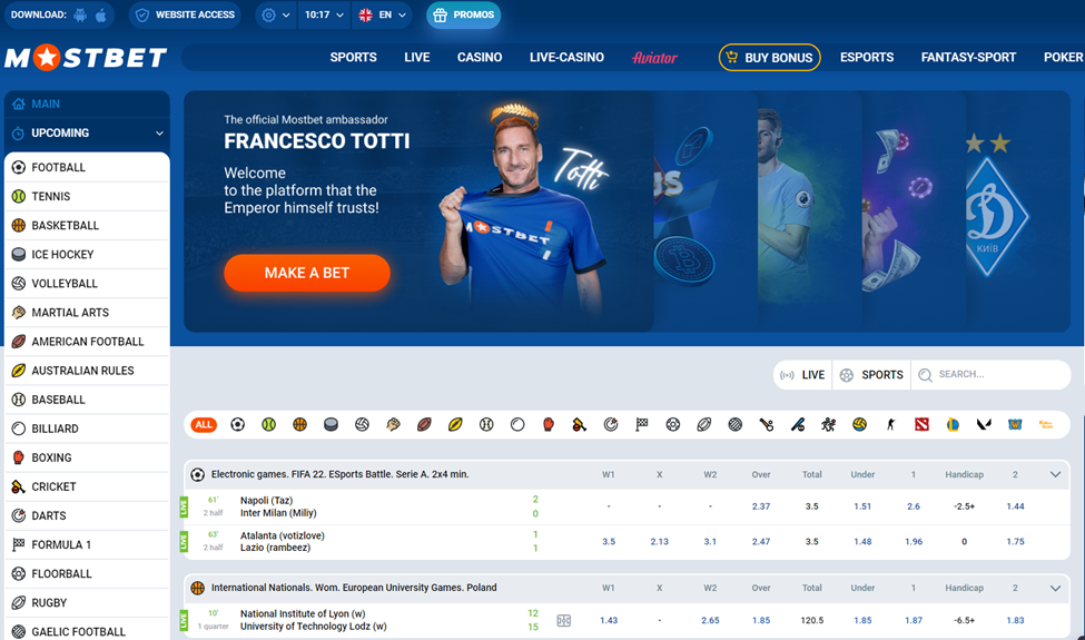 Mostbet Main Sports Page