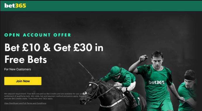 An image of the Bet365 open account offer page