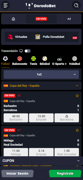 Screenshot de la versión móvil de Dorabet Perú
