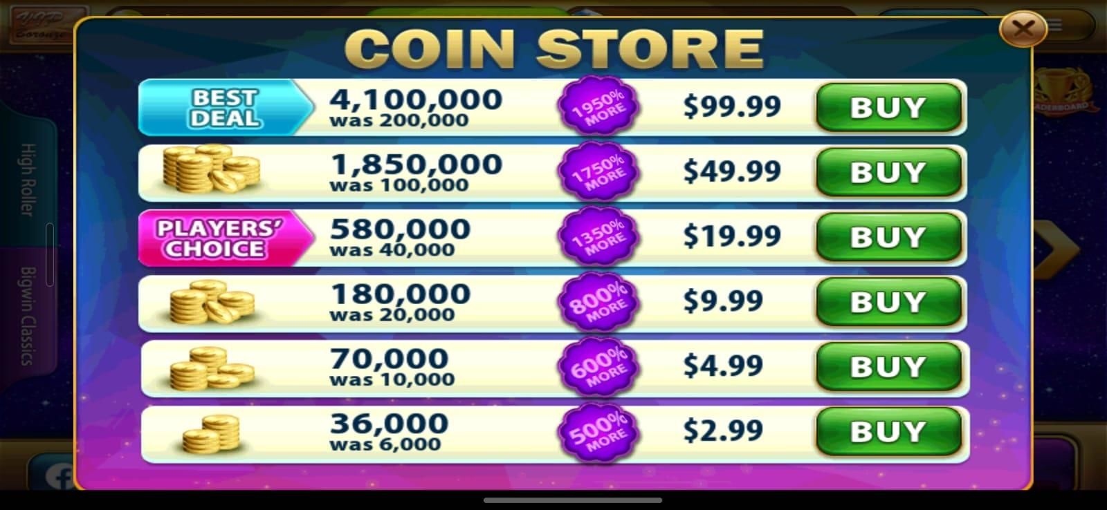 Payment method on Big Win