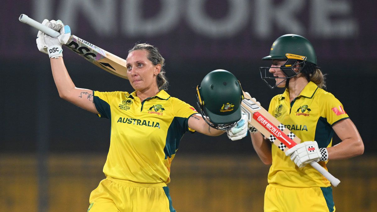 Ashleigh Gardner and Annabel Sutherland (left) celebrate Australia's victory over England in Women's ODI World Cup 2025. @ cricket.com.au Ashleigh Gardner and Annabel Sutherland (left) celebrate Australia's victory over England in Women's ODI World Cup 2025 in Indore. @cricket.com.au