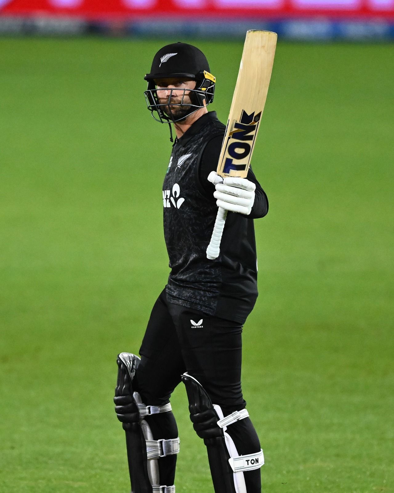 Devon Conway celebrates his half-century in the second ODI against the West Indies. @BLACKCAPS/X