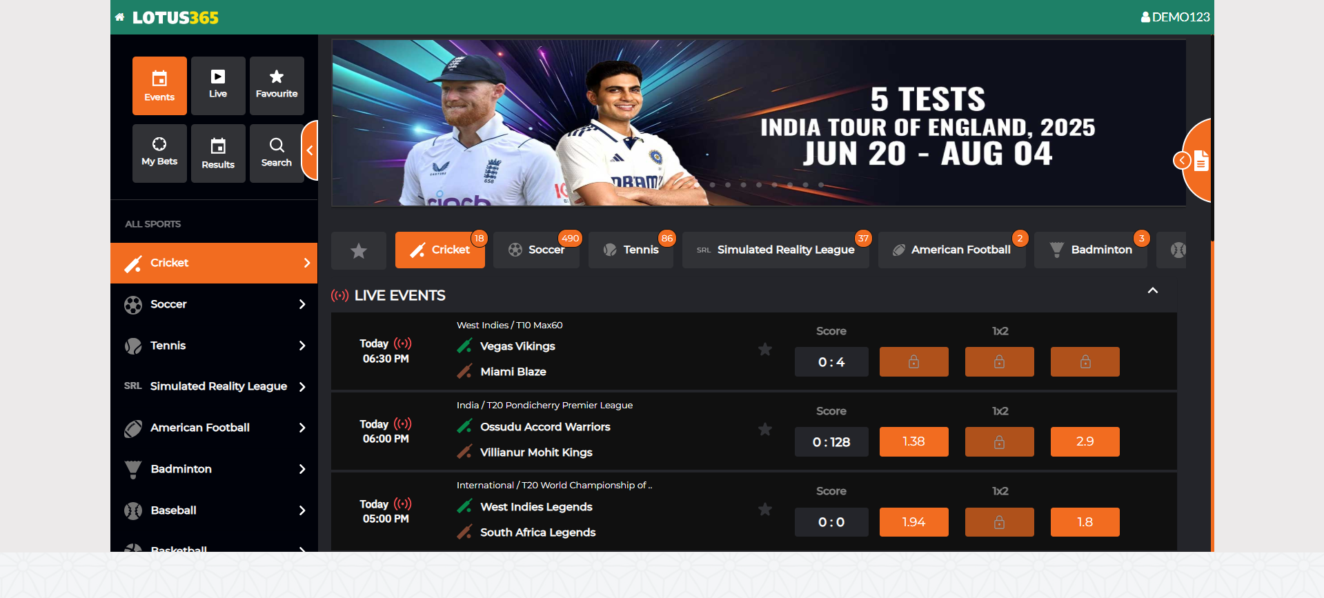 Lotus365 sportsbook Sportsbook on Lotus365