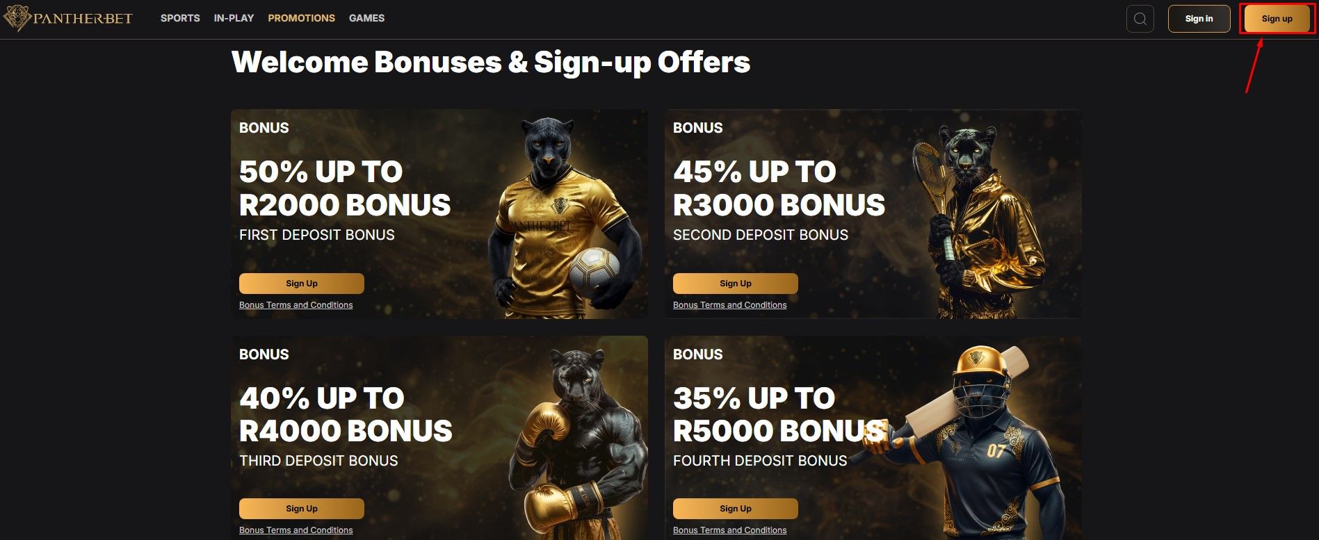 Click the Sign Up Button