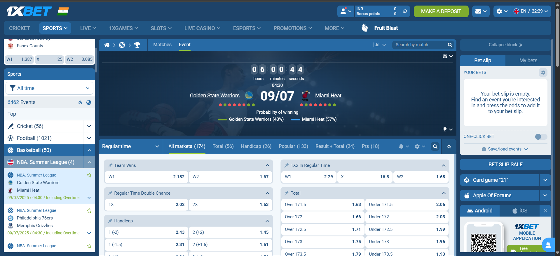 Team form stats for basketball