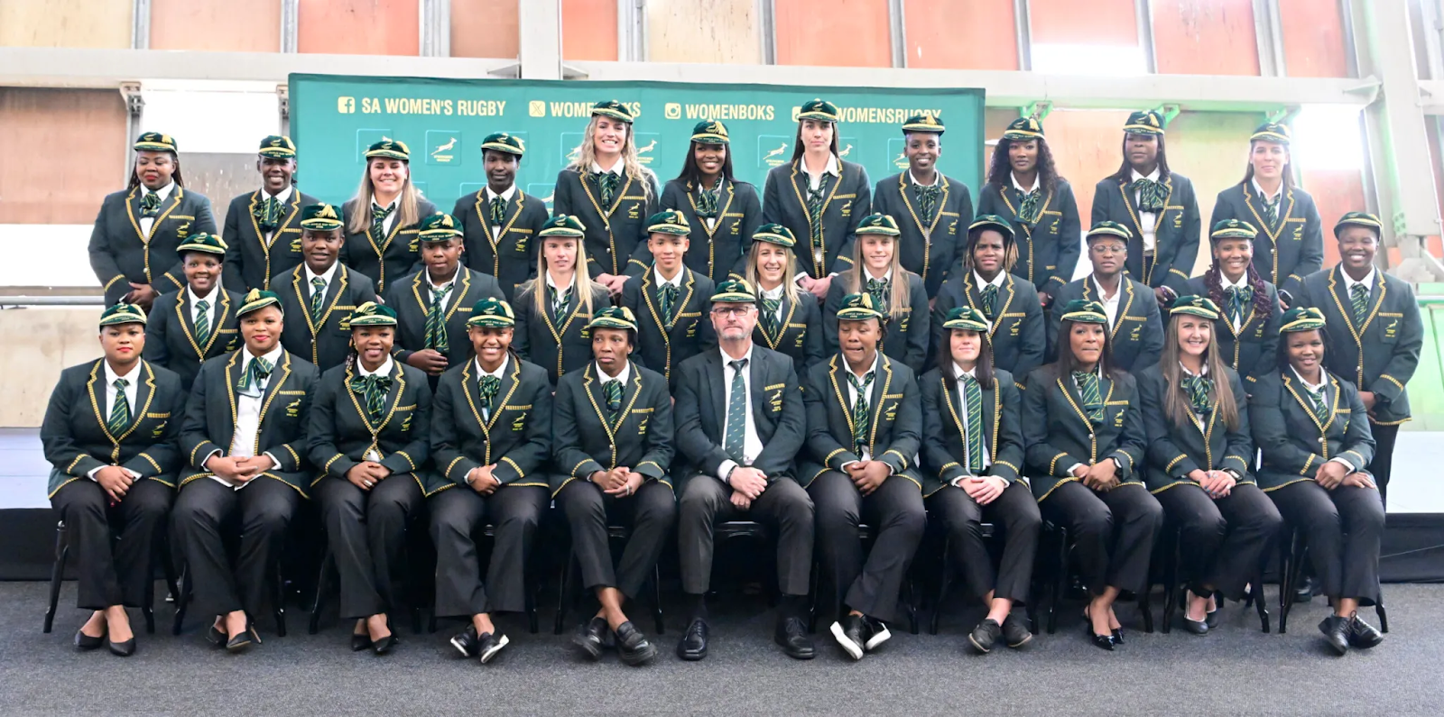 The South African women’s national rugby team during their capping ceremony at FNB Stadium on 9 August