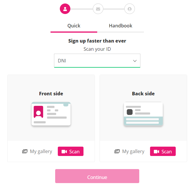 Image of the ‘Quick’ registration mode